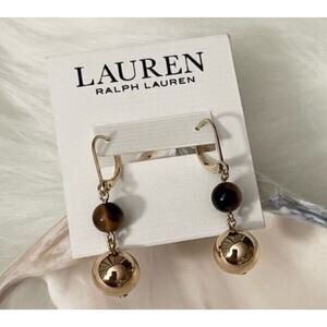 Ralph Lauren Gold Tone Tortoiseshell Earrings Style Stunning Chic Fashion NEW